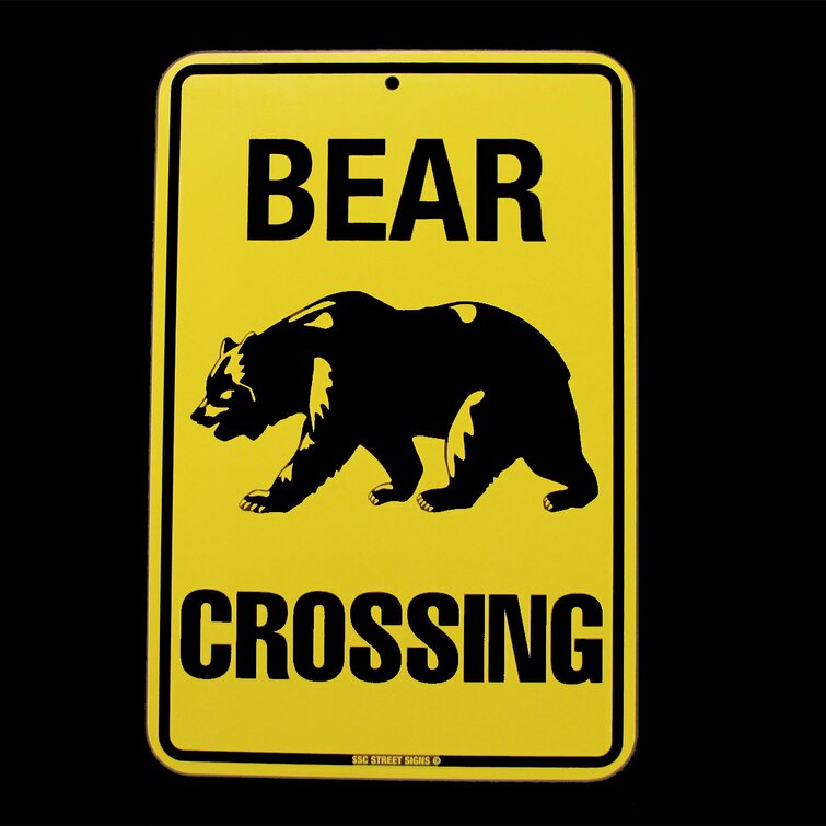 Treasure Gurus Caution Bear Crossing Danger Sign Log Cabin Lodge Decor And Reviews Wayfair 9954